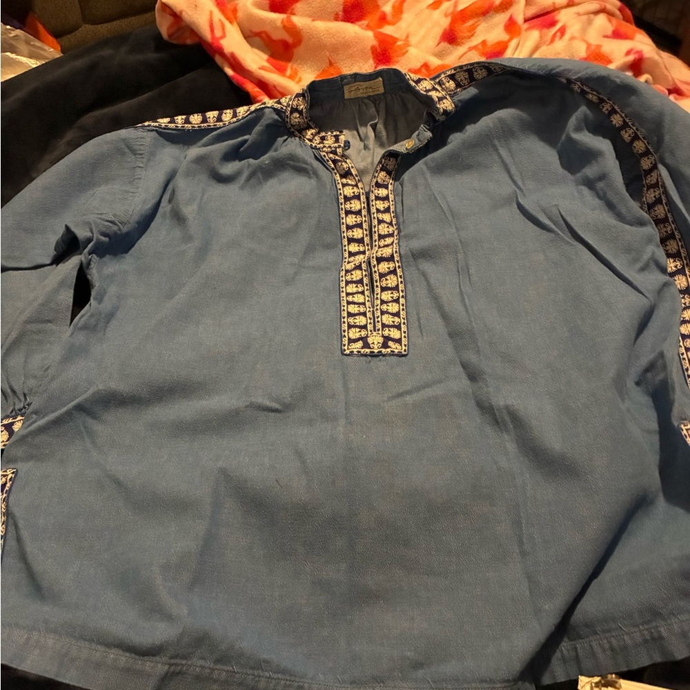 Anita Women's Blue Embroidered Blouse